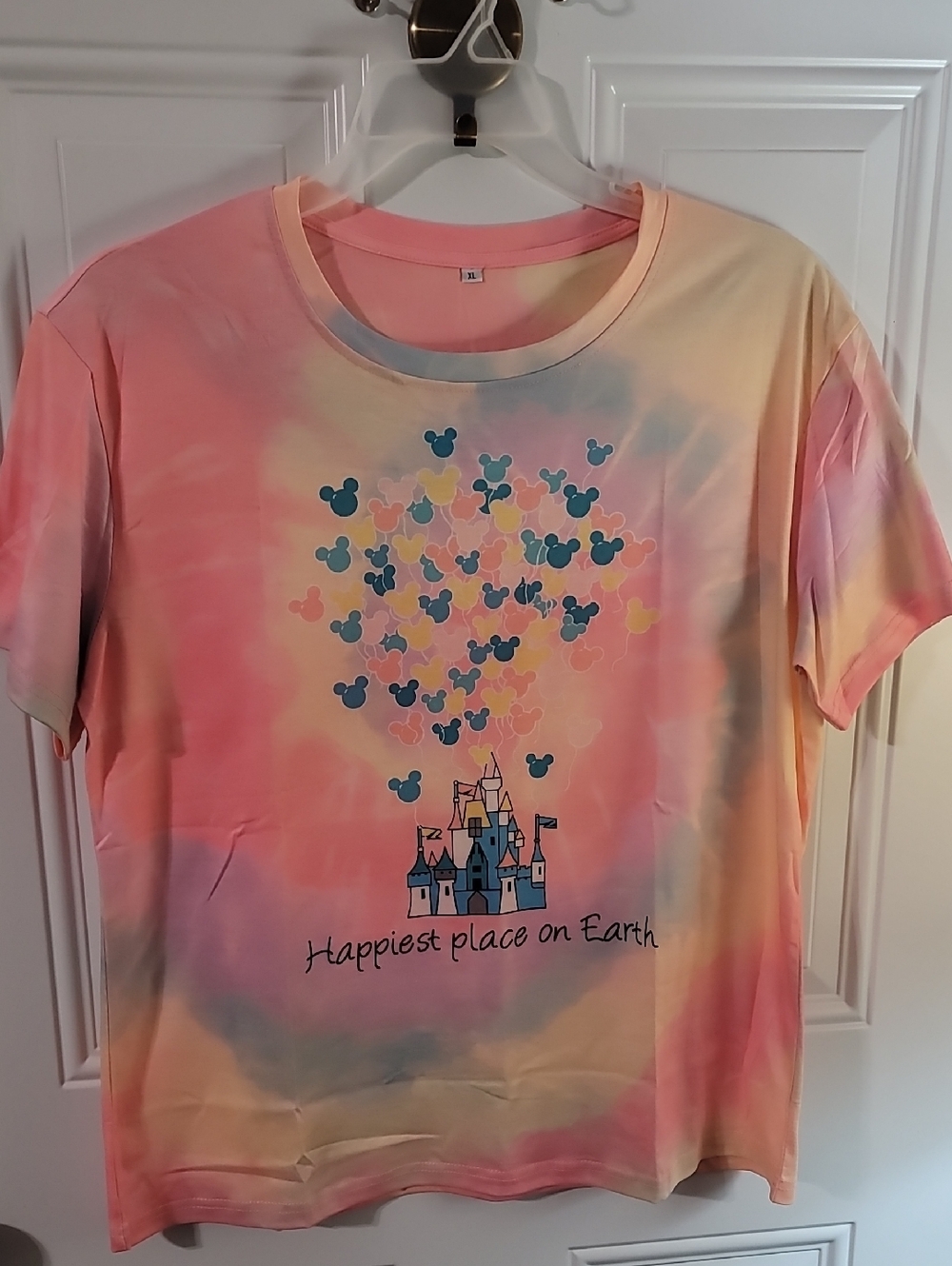 Happiest Place On Earth Tie-Dye Castle Tee - Pastel Pink Yellow Blue